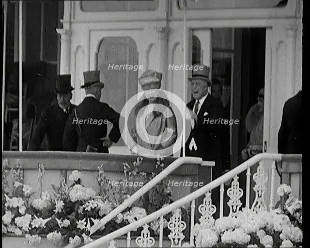 King George V and Queen Mary of Teck in the Royal Box at Ascot Race Course, 1931. Creator: British Pathe Ltd.