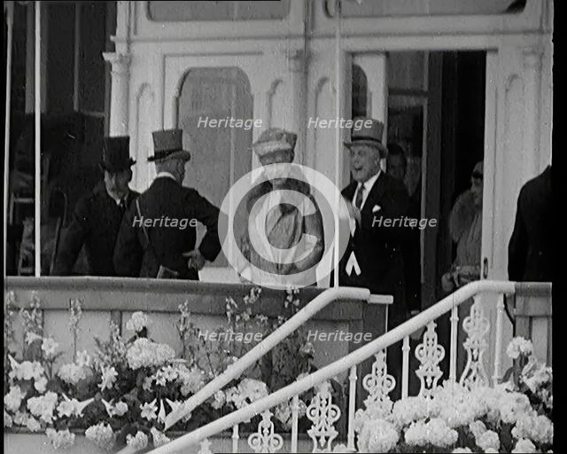 King George V and Queen Mary of Teck in the Royal Box at Ascot Race Course, 1931. Creator: British Pathe Ltd.