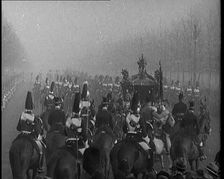 King George V and Queen Mary of the United Kingdom in a Carriage On Their Way To the State..., 1924. Creator: British Pathe Ltd