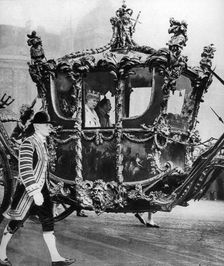 King George V and Queen Mary on their way to the State Opening of Parliament, c1930s