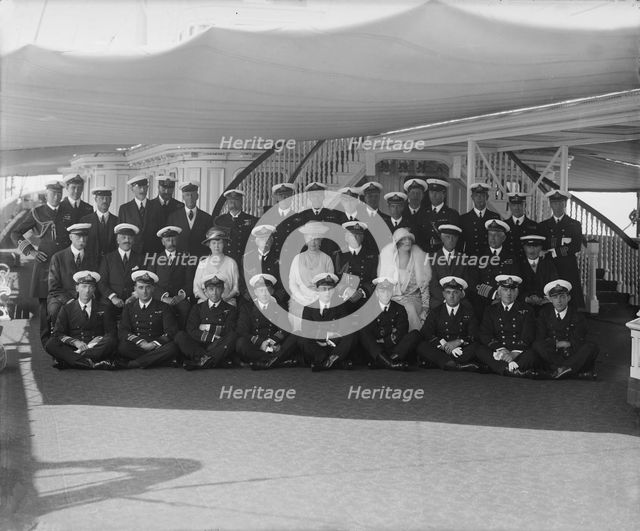 King George V and Queen Mary on board 'HMY Victoria and Albert', 1924. Creator: Kirk & Sons of Cowes.