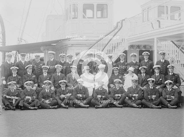 King George V and Queen Mary on board 'HMY Victoria and Albert', 1925. Creator: Kirk & Sons of Cowes.