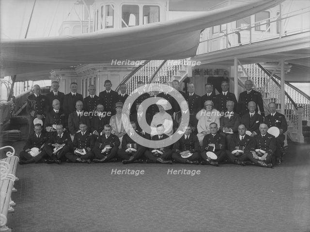 King George V and Queen Mary on board 'HMY Victoria and Albert', 1926. Creator: Kirk & Sons of Cowes.