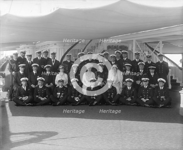King George V and Queen Mary on board 'HMY Victoria and Albert', 1927. Creator: Kirk & Sons of Cowes.