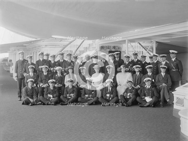 King George V and Queen Mary on board 'HMY Victoria and Albert', 1922. Creator: Kirk & Sons of Cowes.