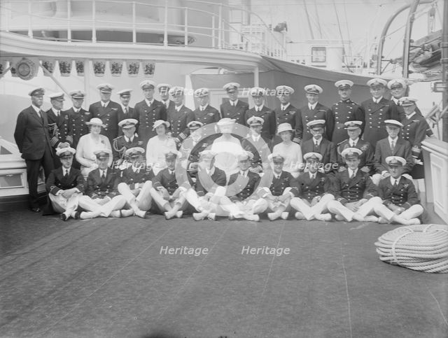 King George V and Queen Mary on board 'HMY Victoria and Albert', 1935. Creator: Kirk & Sons of Cowes.