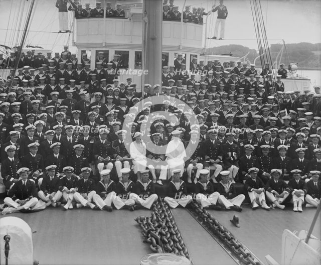 King George V and Queen Mary on board 'HMY Victoria and Albert', 1935. Creator: Kirk & Sons of Cowes.