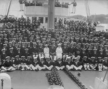 King George V and Queen Mary on board HMY Victoria and Albert 1935. Creator: Kirk & Sons of Cowes