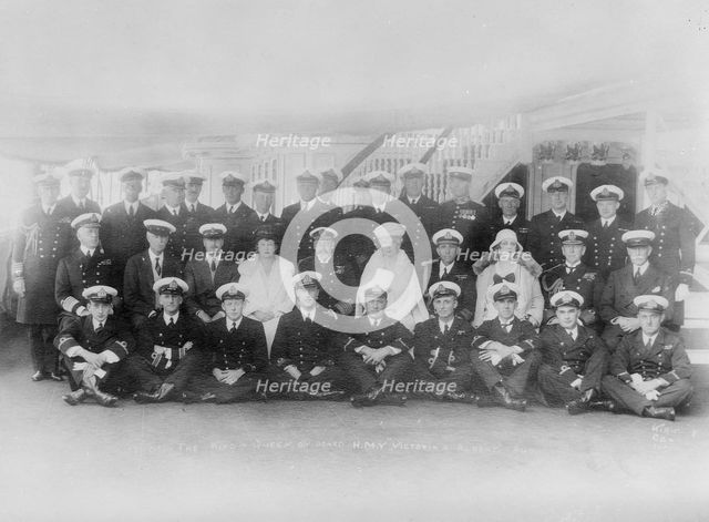 King George V and Queen Mary on board 'HMY Victoria and Albert', 1931. Creator: Kirk & Sons of Cowes.