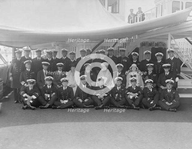 King George V and Queen Mary on board 'HMY Victoria and Albert', 1931. Creator: Kirk & Sons of Cowes.