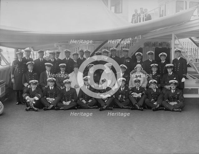 King George V and Queen Mary on board 'HMY Victoria and Albert', 1931. Creator: Kirk & Sons of Cowes.