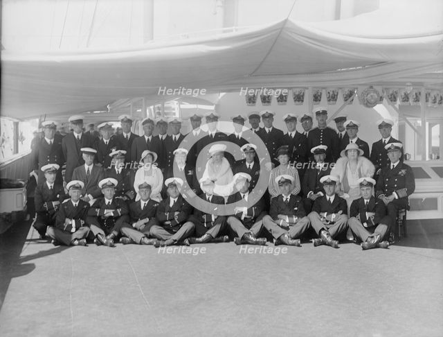 King George V and Queen Mary on board 'HMY Victoria and Albert', 1933.  Creator: Kirk & Sons of Cowes.