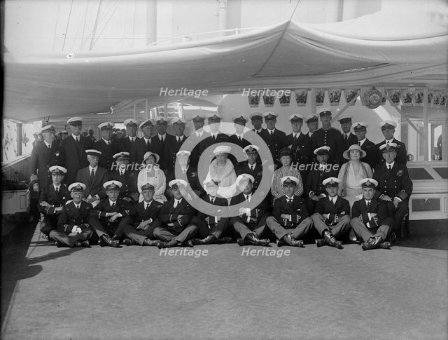 King George V and Queen Mary on board 'HMY Victoria and Albert', 1933. Creator: Kirk & Sons of Cowes.