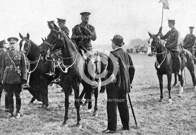 King George V at an inspection of troops at Aldershot, First World War, 1914-1918, (c1920). Artist: Unknown