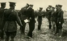 King George V decorates British personnel, Belgium, First World War, 1914-1918, (c1920). Creator: Unknown