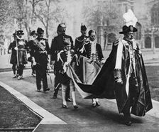 King George V in his robes as sovereign of the Order of Bath, c1930s