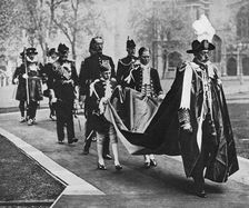 King George V in his robes as sovereign of the Order of Bath, c1930s
