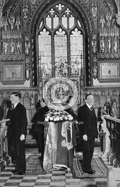 King George V lying in state, Church of St Mary Magdalene, Sandringham, Norfolk, January 1936. Artist: Unknown