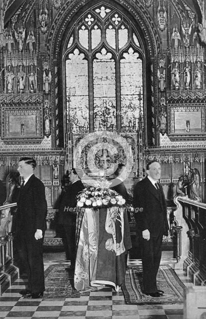 King George V lying in state, Church of St Mary Magdalene, Sandringham, Norfolk, January 1936. Artist: Unknown