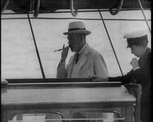 King George V on the Deck of the Royal Yacht Accompanied by Male and Female Civilians, 1926. Creator: British Pathe Ltd