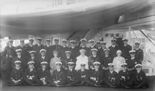 King George V, Queen Mary and crew on board HMY Victoria and Albert 1927. Creator: Kirk & Sons of Cowes