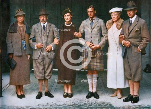 'King George V, Queen Mary, Prince George, Princess Marina...at Balmoral in 1934', (1951).  Creator: Unknown.