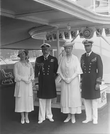King George V, Queen Mary, the Duke and Duchess of York aboard HMY Victoria and Albert 1935. Creator: Kirk & Sons of Cowes