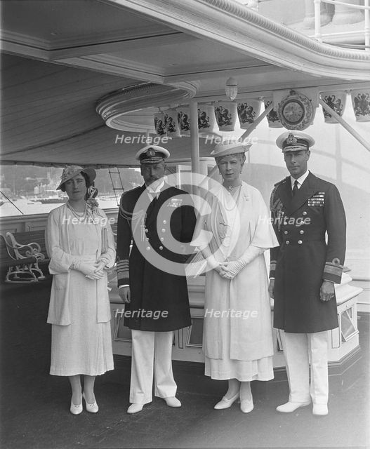 King George V, Queen Mary, the Duke and Duchess of York aboard 'HMY Victoria and Albert', 1935. Creator: Kirk & Sons of Cowes.