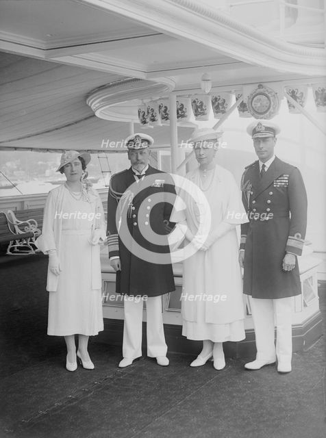 King George V, Queen Mary, the Duke and Duchess of York aboard the HMY Victoria and Albert, 1935. Creator: Kirk & Sons of Cowes.