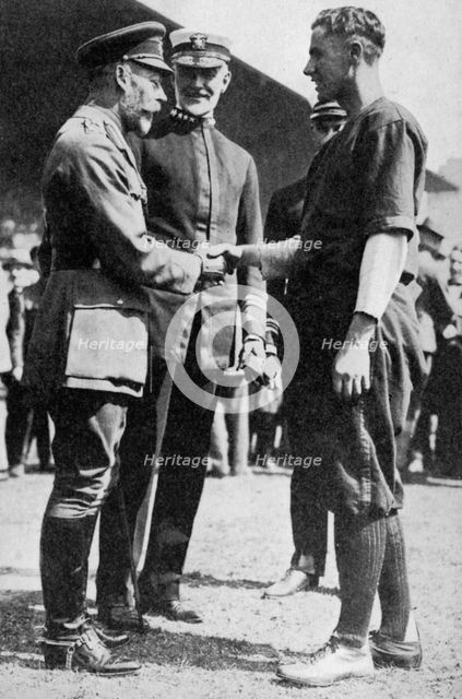 King George V receiving a American soldier who had been playing baseball, c 1910s (1936). Artist: Unknown