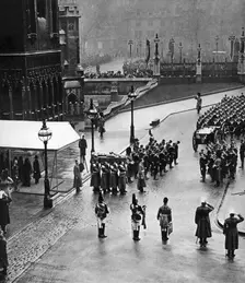 King George V's funeral procession forming at Westminster Hall, London, 1936