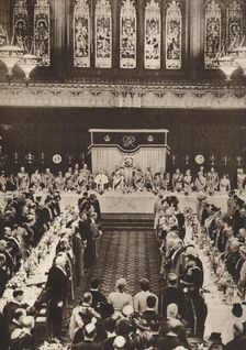 King George VI and Queen Elizabeth attending a luncheon to celebrate coronation 1937. Creator: Unknown