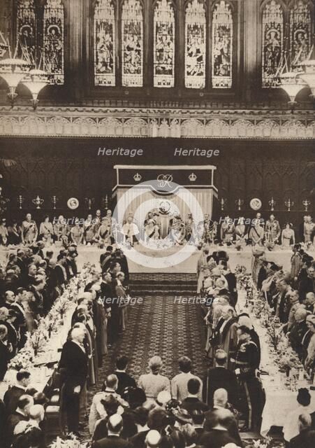 'King George VI and Queen Elizabeth attending a luncheon to celebrate coronation', 1937. Creator: Unknown.