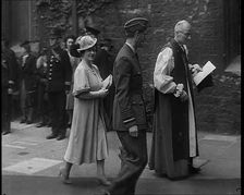 King George VI and Queen Elizabeth Being Greeted by Dean of Westminster Paul De Labilliere..., 1940. Creator: British Pathe Ltd
