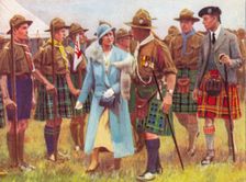King George VI and Queen Elizabeth inspect scouts at Portree, on the Isle of Skye c1935. Creator: Unknown