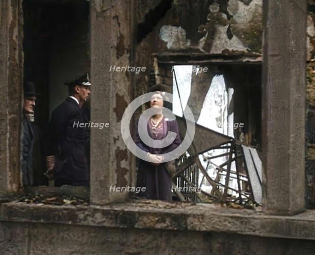 King George VI and Queen Elizabeth Inspecting Bomb Damage, 1942. Creator: British Pathe Ltd.