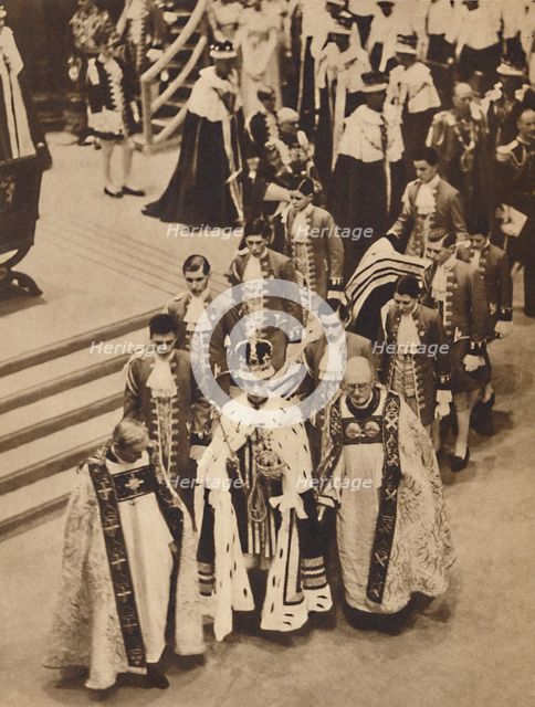 'King George VI leaves the Abbey', May 12 1937. Artist: Unknown.