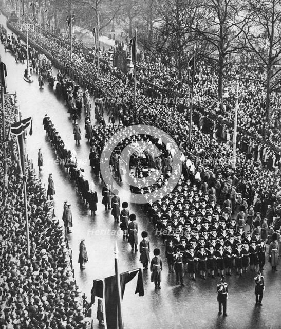 King George V's funeral procession passing along Piccadilly, London, 28 January 1936. Artist: Unknown