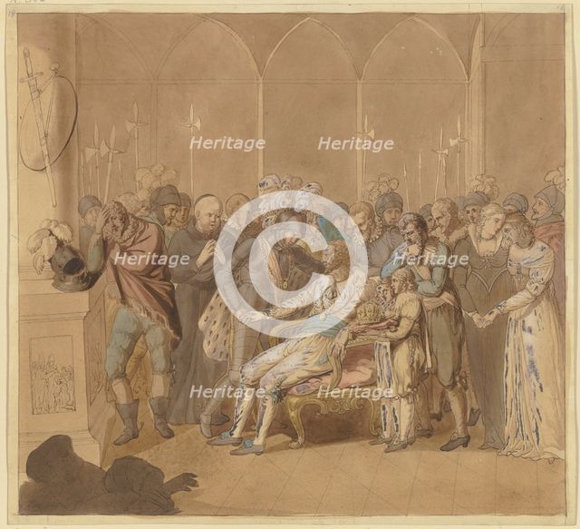 King Günther reconciles with his rival king Charles IV on his deathbed in 1349, (c1808). Creator: Joseph Nicolaus Peroux.