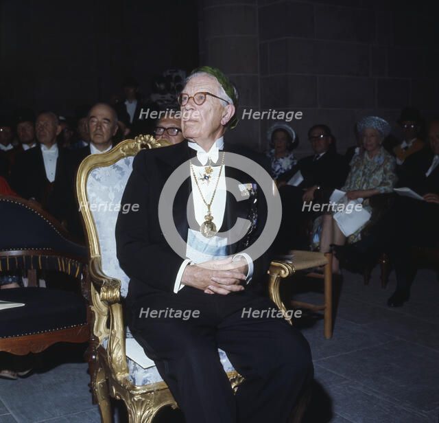 King Gustaf VI Adolf of Sweden appointed an honorary doctor, c1970s(?). Artist: Unknown