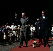 King Gustaf VI Adolf of Sweden arrives in Helsingborg, Scania, 1972. Creator: Unknown