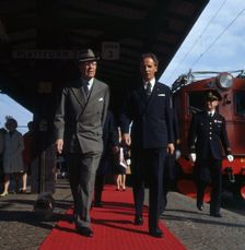 King Gustaf VI Adolf of Sweden arrives in Helsingborg, Scania, 1972. Creator: Unknown