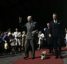 King Gustaf VI Adolf of Sweden arrives in Helsingborg, Scania, 1972