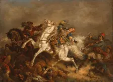 King Gustav II Adolf of Sweden (1594-1632) at the Battle of Lützen on 16 November 1632. Creator: Kaiser, Friedrich (1815-1889)
