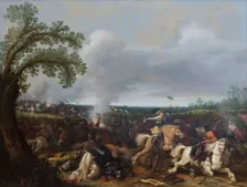 King Gustav II Adolf of Sweden (1594-1632) at the Battle of Lützen on 16 November 1632, 1634. Creator: Asselijn, Jan (ca 1610-1652)