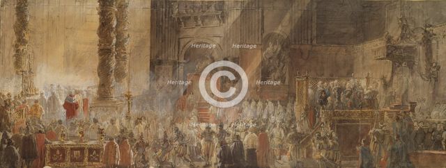 King Gustav III of Sweden Attending Christmas Mass in St Peter's Basilica in Vatican, 1783, 1780s.