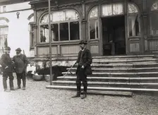 King Gustav V of Sweden on a hunting trip, Isle of Ven, Scania, Sweden, 1909. Creator: Unknown