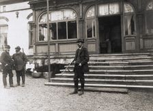 King Gustav V of Sweden on a hunting trip, Isle of Ven, Scania, Sweden, 1909. Creator: Unknown