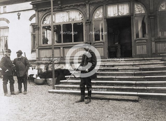 King Gustav V of Sweden on a hunting trip, Isle of Ven, Scania, Sweden, 1909. Creator: Unknown.
