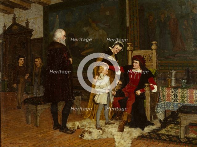 King Gustav Vasa of Sweden Being Introduced to King Hans, 1881. Creator: Johan Axel Gustav Acke.